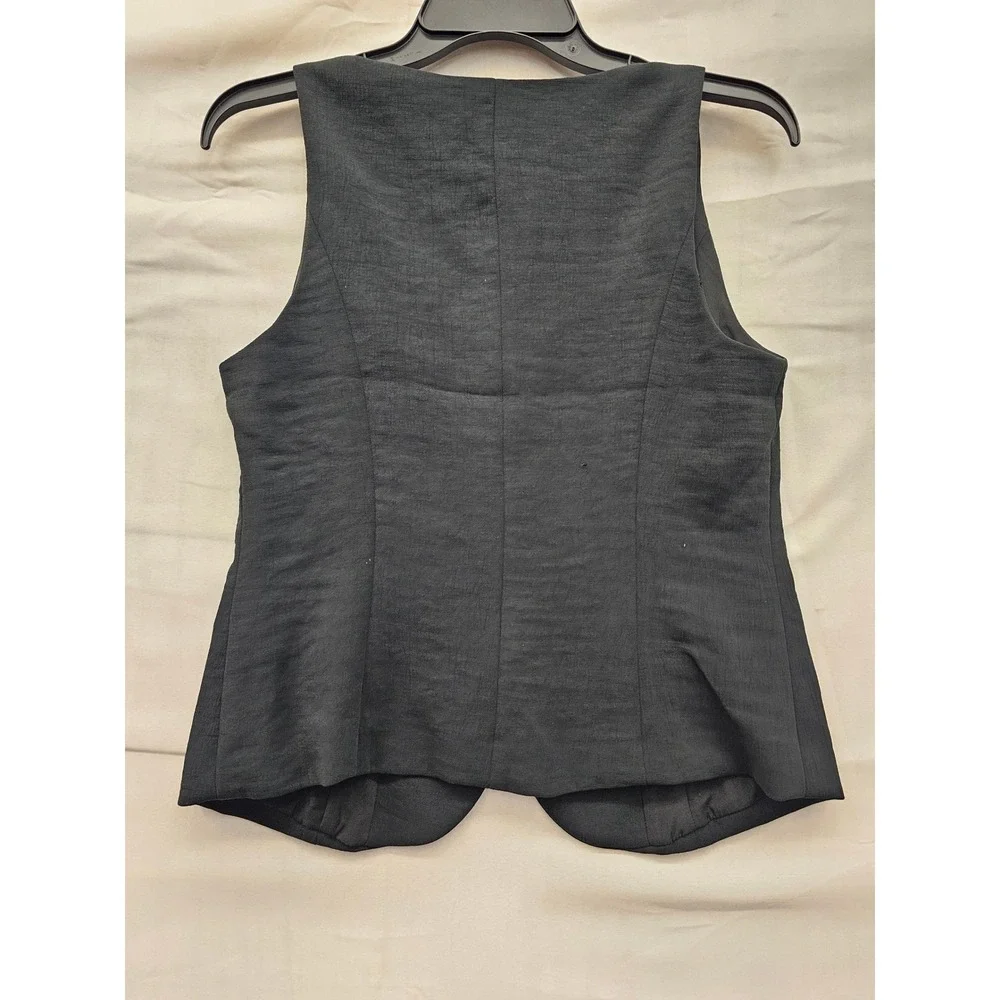 A New Day Womens Button Front Vest Black Polyester Blend Casual Size Small